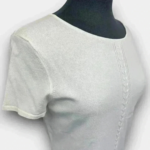 🔵 2/$15 ~ JONES NEW YORK ladies top cable knit design large white - Picture 6 of 7